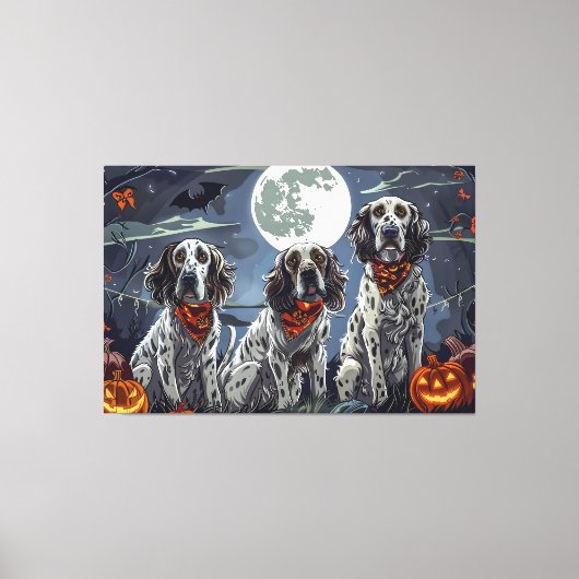 Engelse Setter Halloween Spooky Canvas Afdruk (Voorkant)