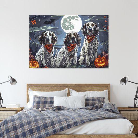 Engelse Setter Halloween Spooky Canvas Afdruk (Insitu (Slaapkamer))