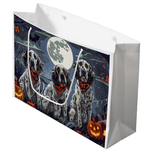 Engelse Setter Halloween Spooky Groot Cadeauzakje (Voorkant Gekanteld)