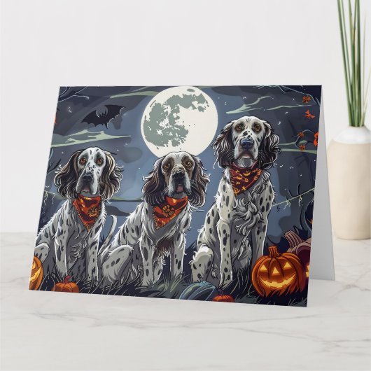 Engelse Setter Halloween Spooky Kaart (Voorkant)