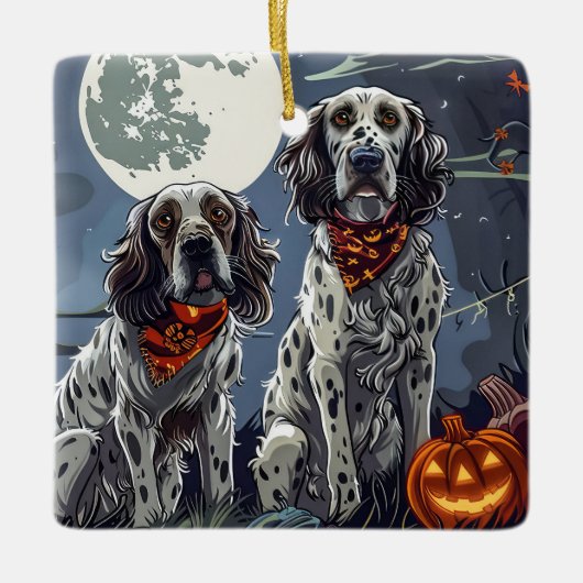 Engelse Setter Halloween Spooky Keramisch Ornament (Voorkant)