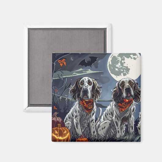 Engelse Setter Halloween Spooky Magneet (Voorkant / Achterkant)