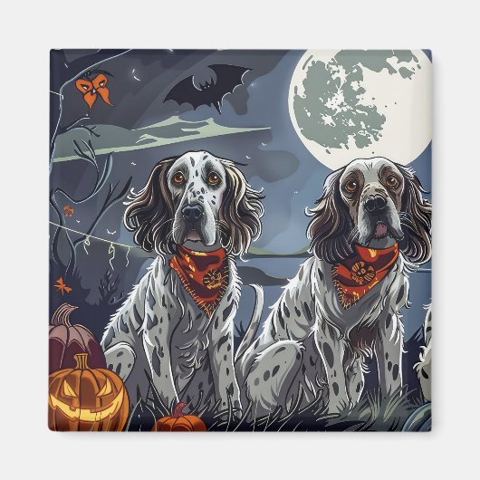 Engelse Setter Halloween Spooky Magneet (Voorkant)