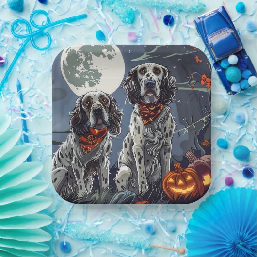 Engelse Setter Halloween Spooky Papieren Bordje (Feest)