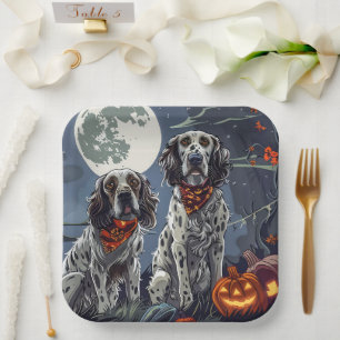 Engelse Setter Halloween Spooky Papieren Bordje