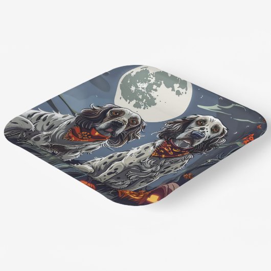 Engelse Setter Halloween Spooky Papieren Bordje (Gebogen)