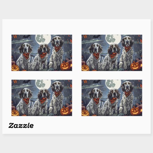 Engelse Setter Halloween Spooky Rechthoekige Sticker (Vel)