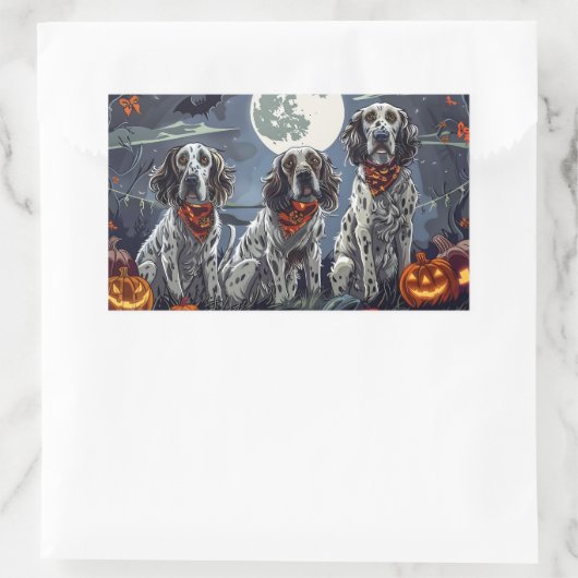 Engelse Setter Halloween Spooky Rechthoekige Sticker (Tas)