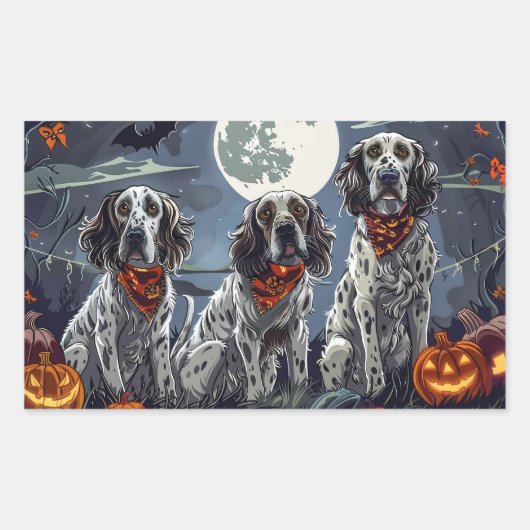 Engelse Setter Halloween Spooky Rechthoekige Sticker (Voorkant)