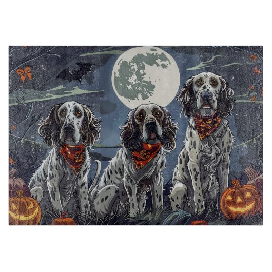 Engelse Setter Halloween Spooky Snijplank (Voorkant)
