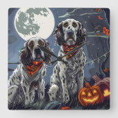 Engelse Setter Halloween Spooky Vierkante Klok (Voorkant)