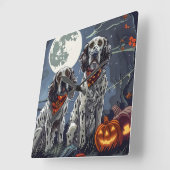 Engelse Setter Halloween Spooky Vierkante Klok (Hoek)