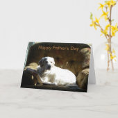 Engelse Setter, Happy Vaderdag Kaart (Gele Bloem)