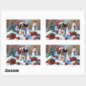 Engelse Setter Hardlopen in Sneeuw met Kerst Pet Rechthoekige Sticker (Vel)