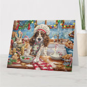 Engelse Setter Holiday Baking: Feestelijke Kerst Kaart (Voorkant)