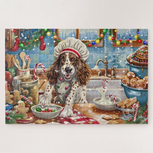 Engelse Setter Holiday Baking: Feestelijke Kerst Legpuzzel (Horizontaal)