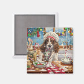 Engelse Setter Holiday Baking: Feestelijke Kerst Magneet (Voorkant / Achterkant)