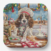 Engelse Setter Holiday Baking: Feestelijke Kerst Papieren Bordje (Voorkant)