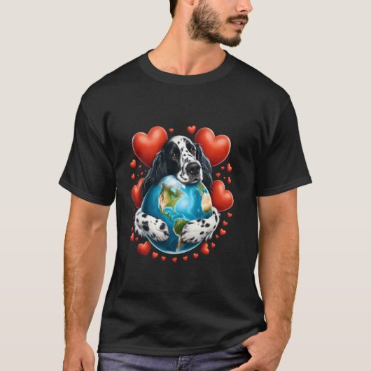 Engelse Setter Hond Aardedag Knuffel Liefde Eigena T-shirt (Voorkant)