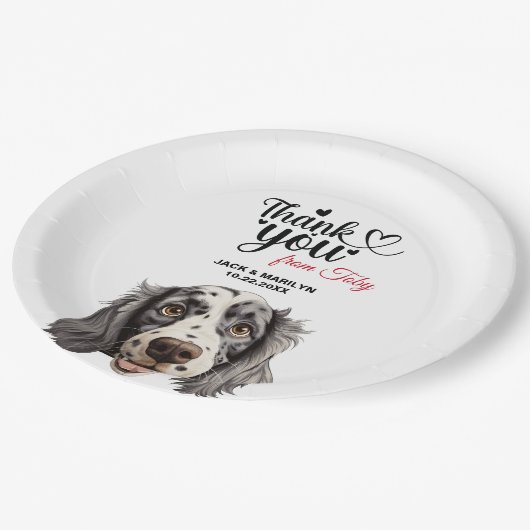 Engelse setter hond bruiloft receptie papieren bordje (Gekanteld)