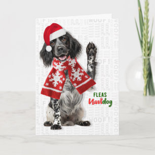 Engelse Setter Hond Grappige Vlooien Navidog Kerst Feestdagen Kaart
