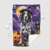 Engelse Setter hond Halloween heks en pompoen Golfhanddoek (Insitu)