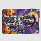 Engelse Setter hond Halloween heks en pompoen Golfhanddoek (Horizontaal)