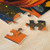 Engelse Setter hond Halloween heks en pompoen Legpuzzel (Zijkant)