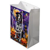 Engelse Setter Hond Halloween Heks En Pompoen Medium Cadeauzakje (Achterkant Gekanteld)
