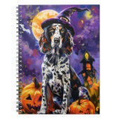 Engelse Setter hond Halloween heks en pompoen Notitieboek (Voorkant)