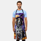 Engelse Setter hond Halloween heks en pompoen Schort (Gedragen)