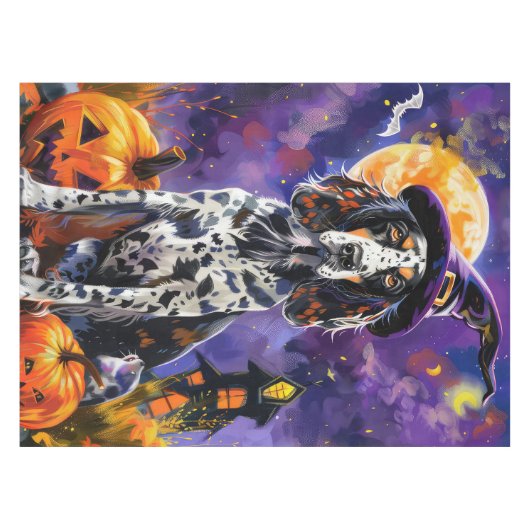 Engelse Setter hond Halloween heks en pompoen Tafelkleed (Voorkant (Horizontaal))