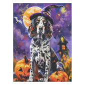 Engelse Setter hond Halloween heks en pompoen Tafelkleed (Voorkant)