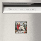 Engelse Setter-hond in Kerstsneeuw Magneet (Insitu (Vaatwasser))