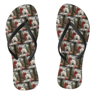 Engelse Setter-hond in Kerstsneeuw Teenslippers