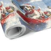 Engelse Setter Hond in Sledge Laat het Sneeuw Kers Cadeaupapier (Rol Hoek)