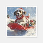 Engelse Setter-hond in slee Laat het sneeuwen Kers Servet (Voorkant)