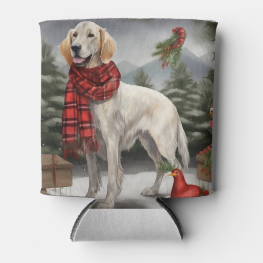 Engelse Setter Hond in Sneeuw Kerstmis Blikjeskoeler (Voorkant)