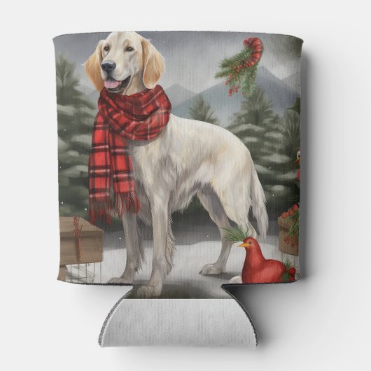 Engelse Setter Hond in Sneeuw Kerstmis Blikjeskoeler (Achterkant)