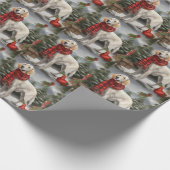 Engelse Setter Hond in Sneeuw Kerstmis Cadeaupapier (Hoek)