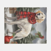 Engelse Setter Hond in Sneeuw Kerstmis Fleece Deken (Voorkant (Horizontaal))