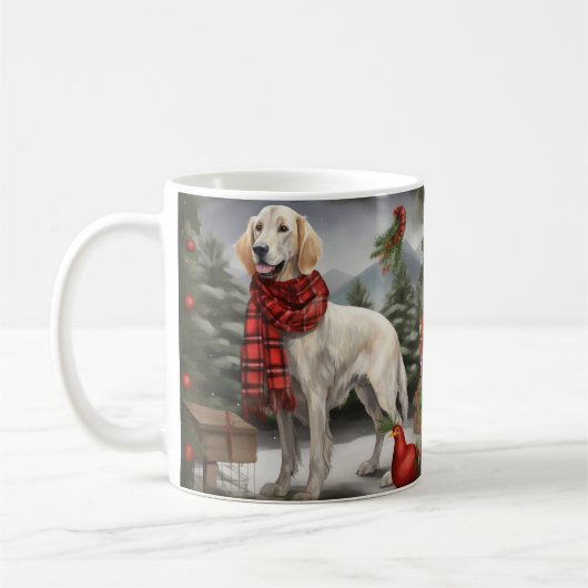 Engelse Setter Hond in Sneeuw Kerstmis Koffiemok (Links)