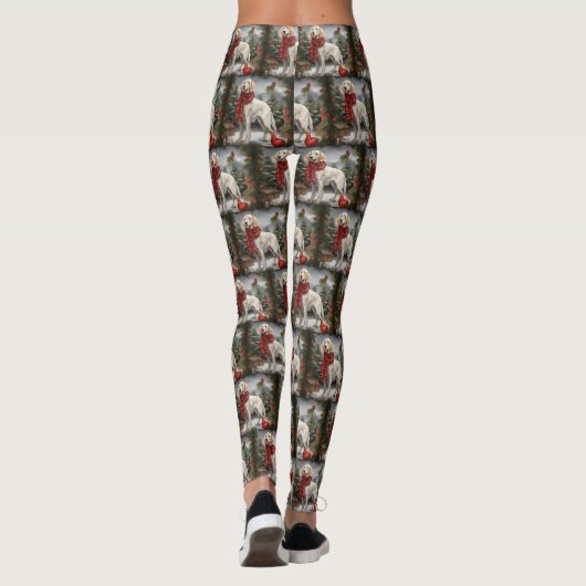 Engelse Setter Hond in Sneeuw Kerstmis Leggings (Achterkant)