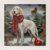 Engelse Setter Hond in Sneeuw Kerstmis Legpuzzel (Verticaal)