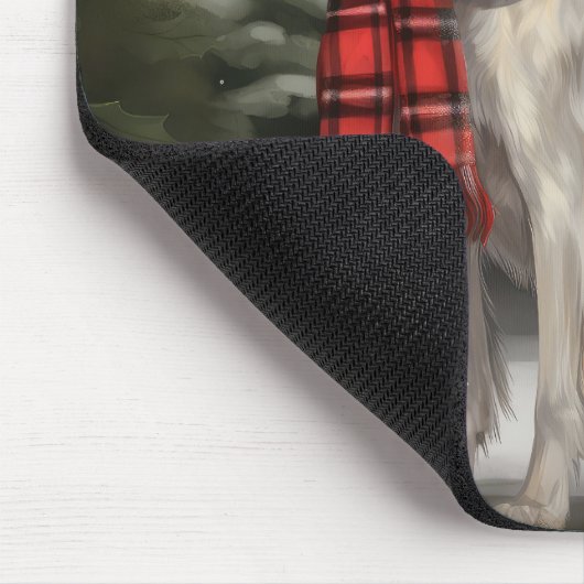 Engelse Setter Hond in Sneeuw Kerstmis Muismat (Hoek)