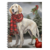 Engelse Setter Hond in Sneeuw Kerstmis Notitieboek (Voorkant)