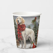 Engelse Setter Hond in Sneeuw Kerstmis Papieren Bekers (Achterkant)