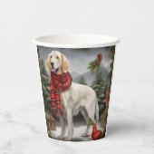 Engelse Setter Hond in Sneeuw Kerstmis Papieren Bekers (Voorkant)