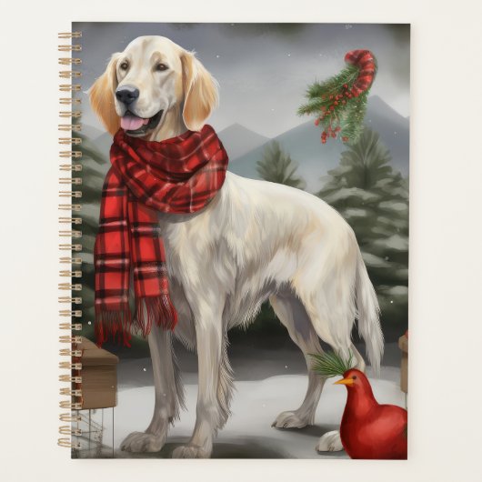Engelse Setter Hond in Sneeuw Kerstmis Planner (Voorkant)