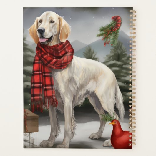 Engelse Setter Hond in Sneeuw Kerstmis Planner (Achterkant)